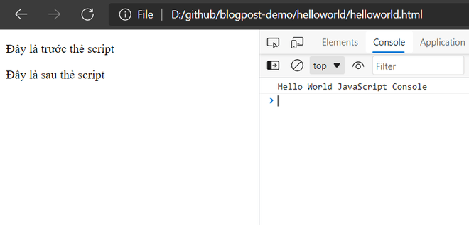 Kết quả demo javascript với HTML