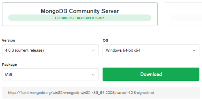 Tải MongoDB Community Server bản MSI